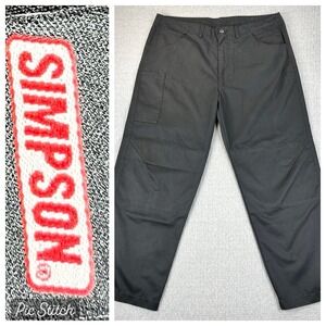 Simpson racing Pants Men 40/38X30 Black Work Utility Cargo mechanic Double‎ Knee